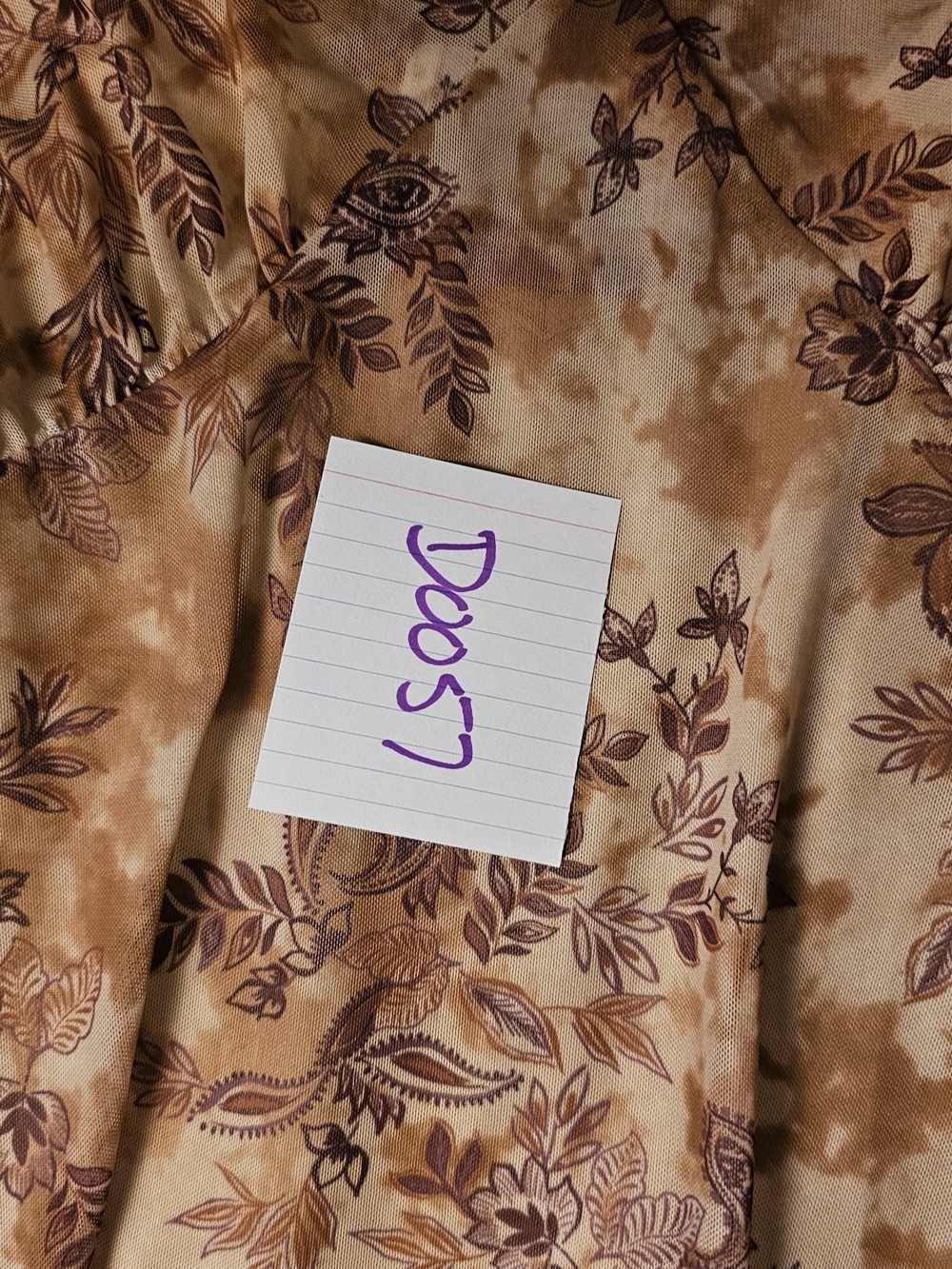 Lucky Brand Boho Mesh Floral Tiered Maxi Dress Medium Brown Long Sleeve - Picture 6 of 7